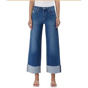 Lovervet by VERVET High Rise Wide Leg Jeans Cuffed Raw Hem Size 26/3 Indie Y2K